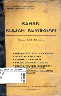 Bahan kuliah kewiraan : Khusus untuk mahasiswa