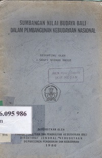 Sumbangan nilai budaya bali dalam pembanguna kebudayaan nasional