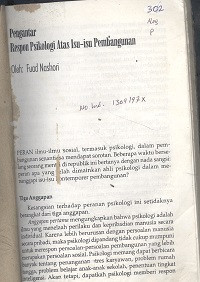 Pengantar respon psikologi atas isu-isu pembangunan.