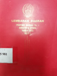 Lembaran daerah Provinsi daerah tk. I Sumatera Utara tahun 1995 jilid I