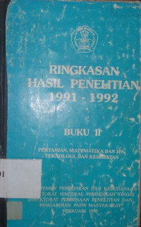 Ringkasan hasil penelitian 1991-1992 : buku II