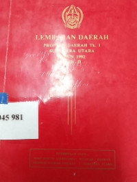 Lembaran daerah : Provinsi daerah tk. I Sumatera Utara tahun 1992 jilid - II